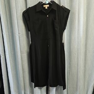Michael Kors Black A-Line Notched Collar Dress